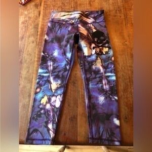 Soulcycle Leggings Skull Cropped Purple